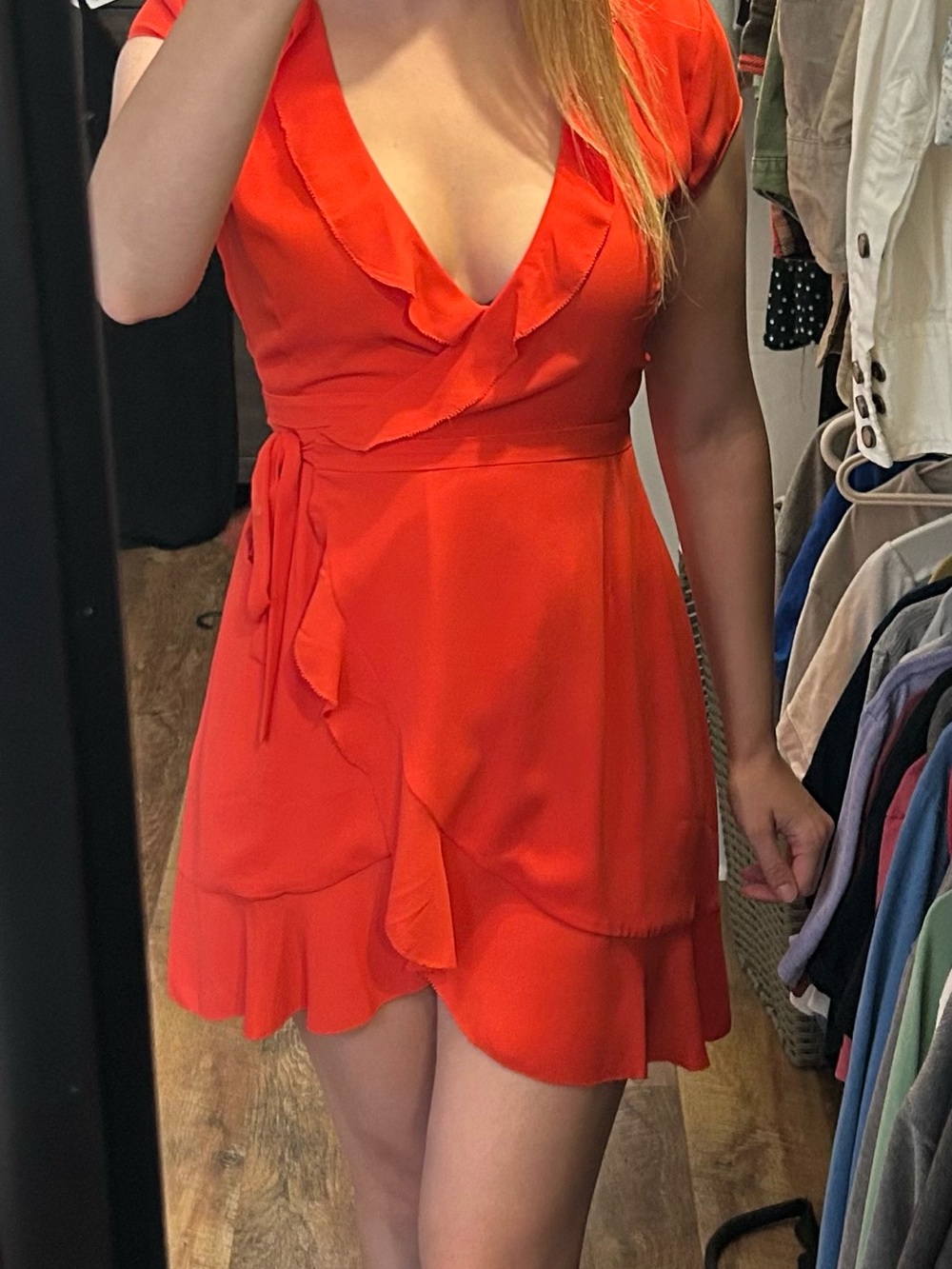Sunday Best Red Ruffle Wrap Mini Dress